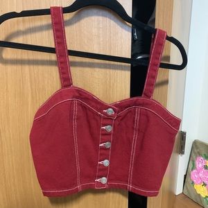 Maroon Denim Crop Top
